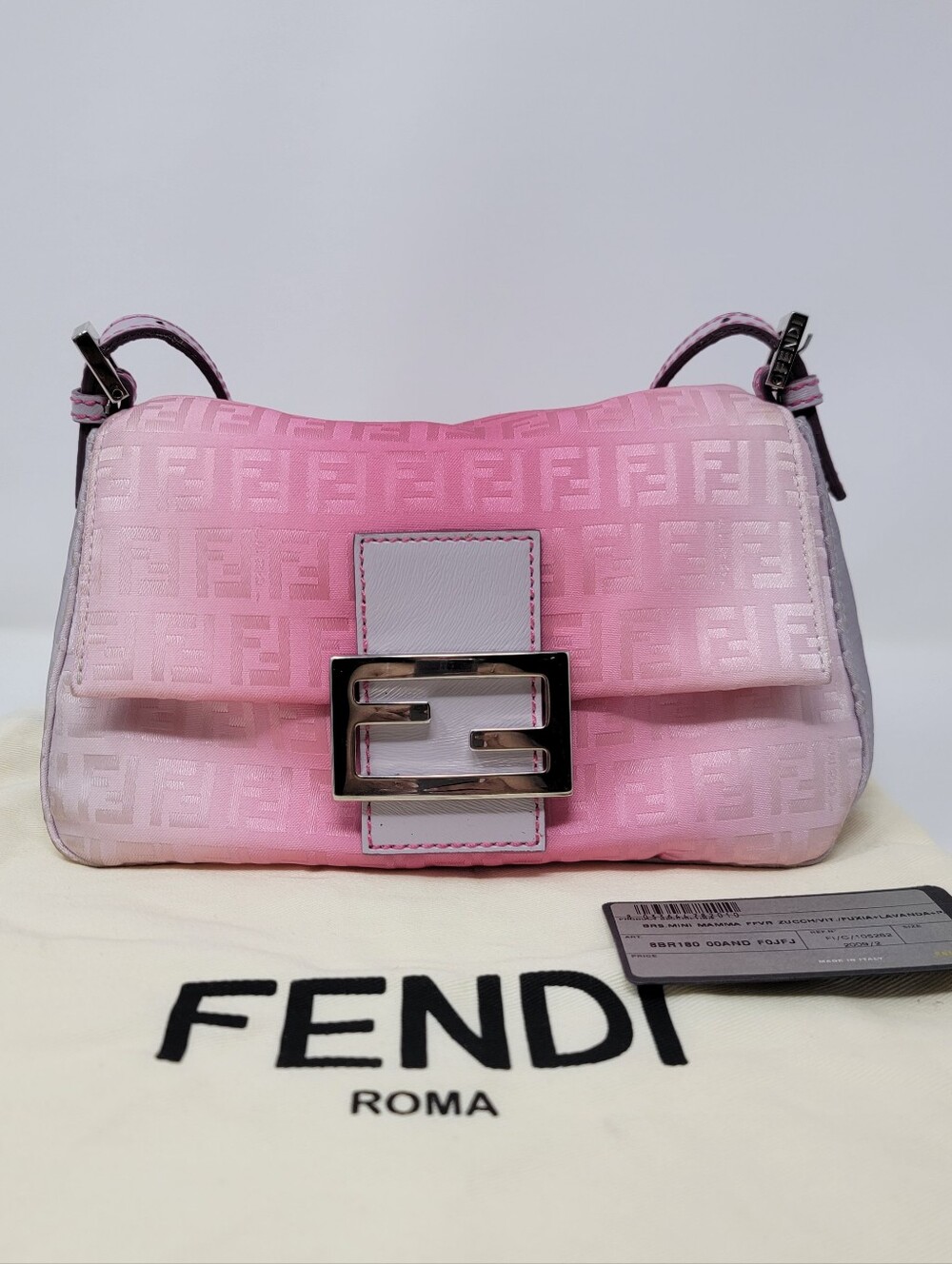 FENDI FF Zuchinno Small Mamma Baguette Canvas Shouldeelr Bag | Limited edition